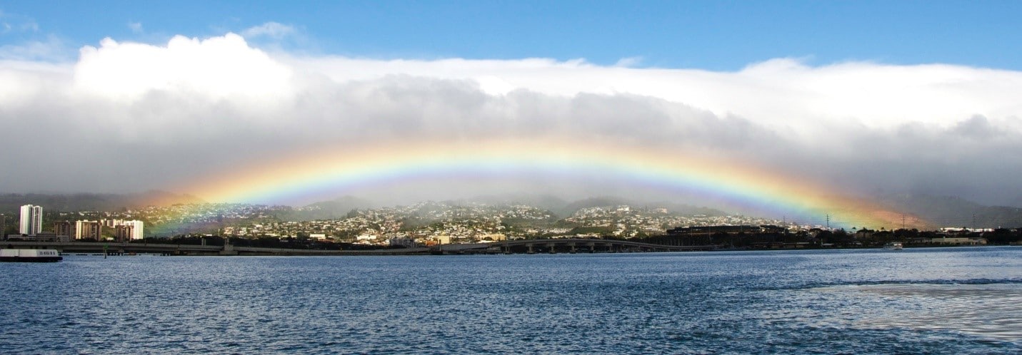 Beautiful rainbow over hawaii